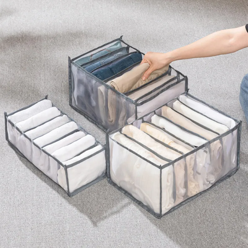 

Jeans Compartment Storage Box Closet Clothes Drawer Storage Mesh Separation Box Socks Pants Drawer Divider Clothing Organizer