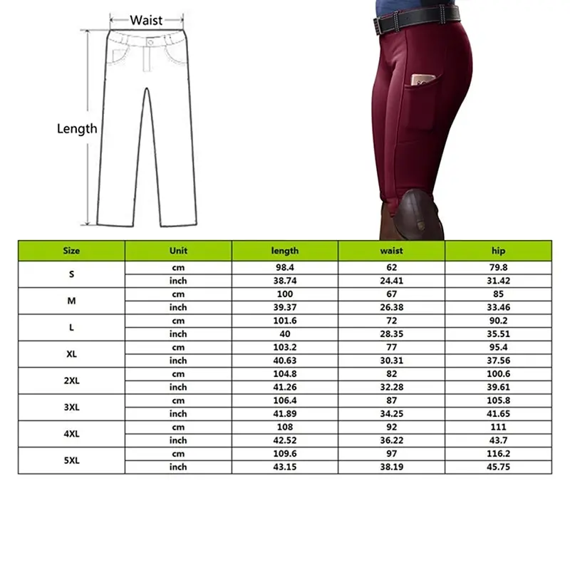 

2020 New Solid Color Pocket Hip Lift Elastic Equestrian Pants Horse Racing Trousers suitable for horse racing mountain climbing