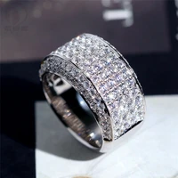 luxury 18 white gold classic couples wedding male ring white shiny 3 ct diamond for men engagement party fine jewelry