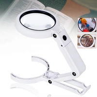5x 11x folding lamp lupa loupe magnifier reading portable handheld illuminated magnifying glass with 8 led lights for newspaper