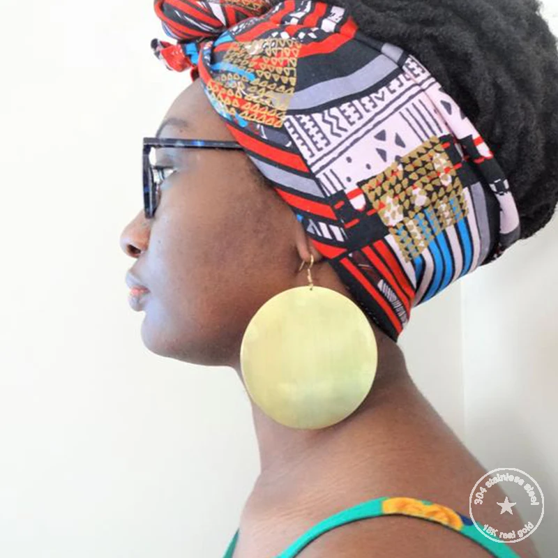 

Stainless steel large gold disc earrings, African earrings, ethnic earrings, individual earrings, oversized earrings