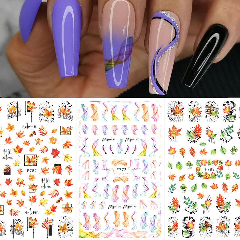 

1pcs Gradient blooming nail sticker flower leaf designer 3d flower line nail art decorations nail supplies summer nails tattoo