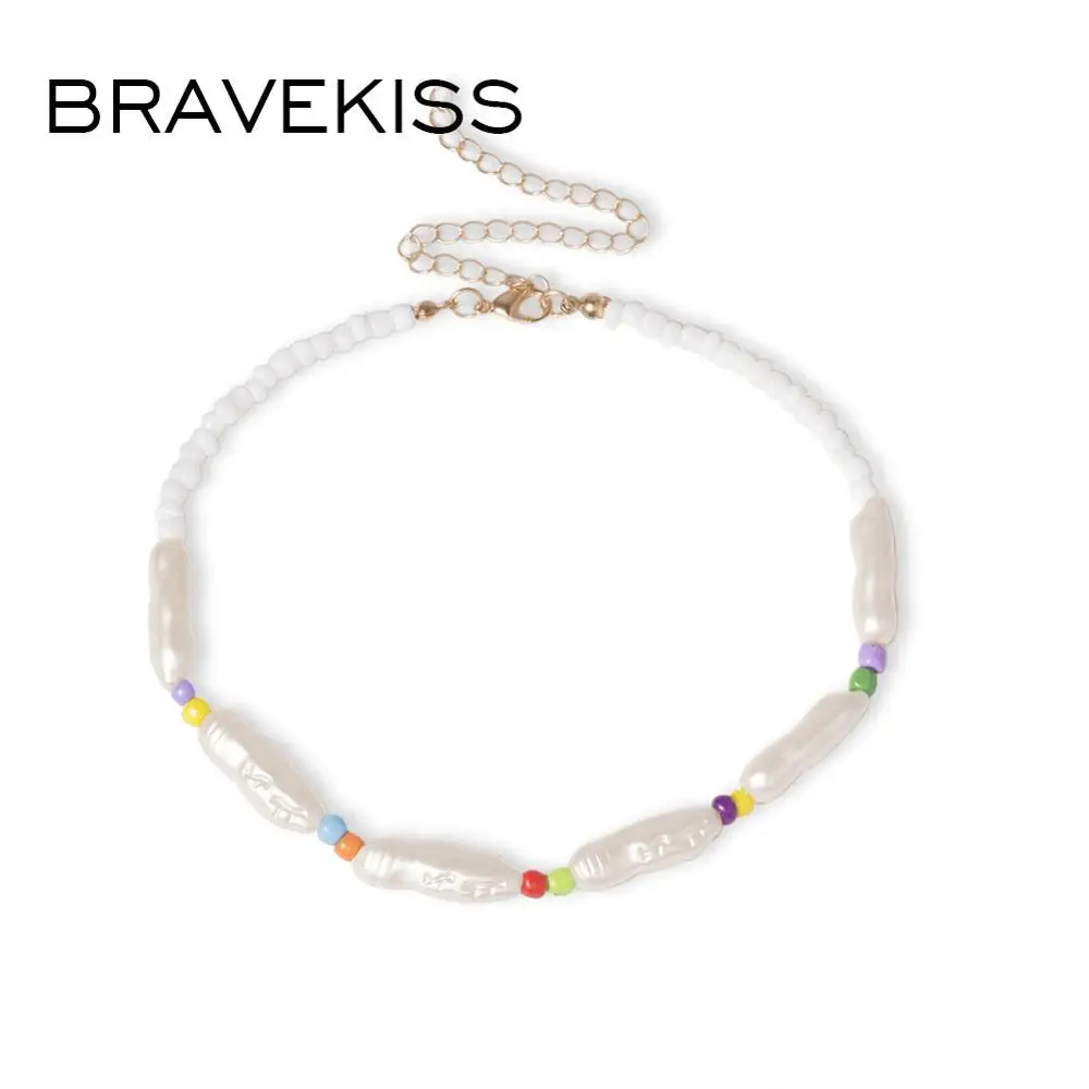 Женское Ожерелье-чокер BRAVEKISS разноцветное ожерелье с жемчужными бусинами