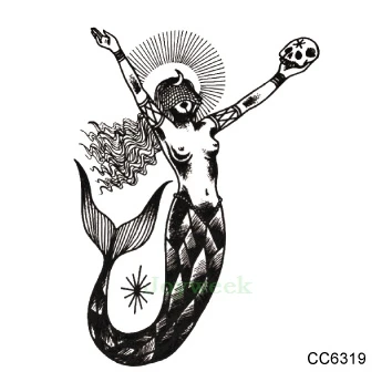 Водостойкая Временная тату наклейка Русалка винтажные старые школьные наклейки