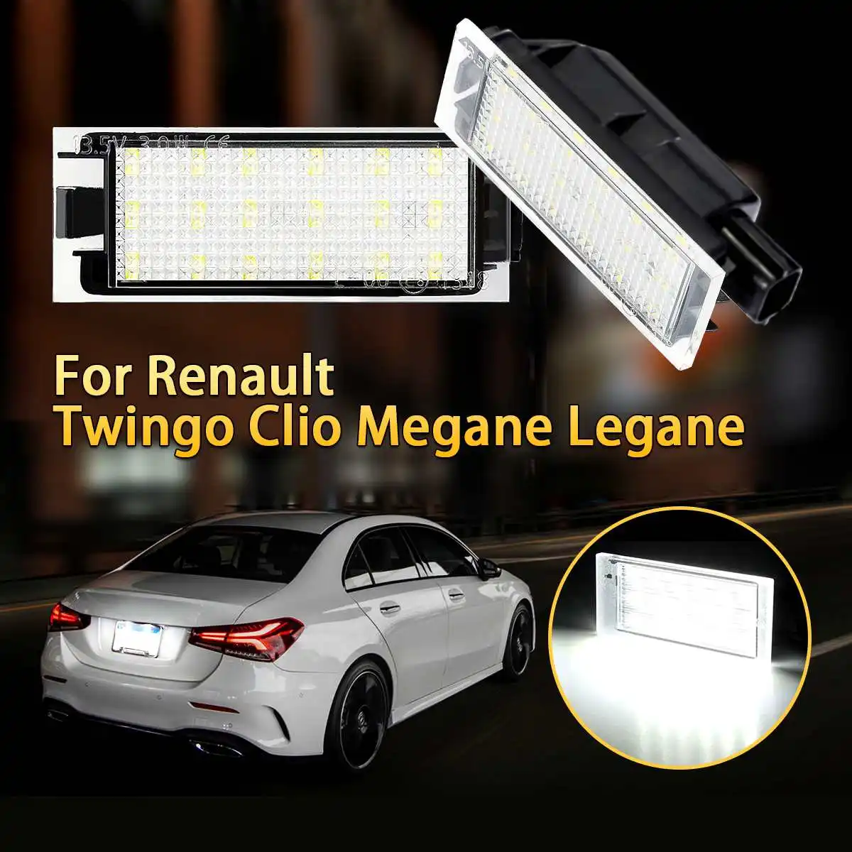 2X Автомобильный светодиодный номерной знак для Renault Megane 2 Clio Laguna 3 Twingo Master Vel