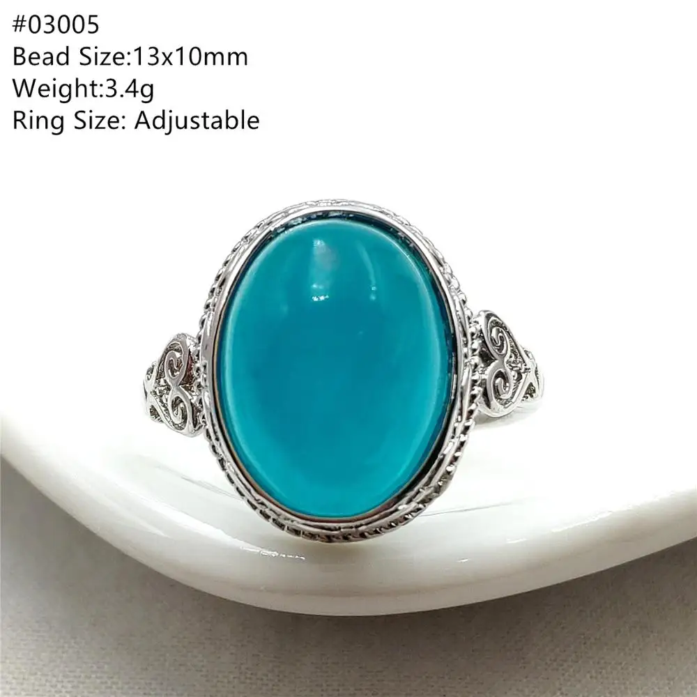 

Natural Green Ice Amazonite Gemstone 925 Sterling Silver Adjustable Ring Woman Man Love Big Beads Rings AAAAA