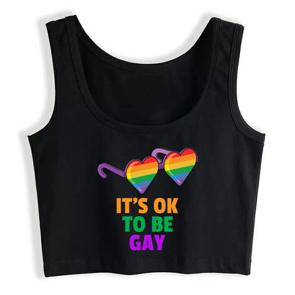 

Crop Top Women Gay Is Okay Pride Rainbow Harajuku Emo Aesthetic Grunge Tank Top Female Clothes