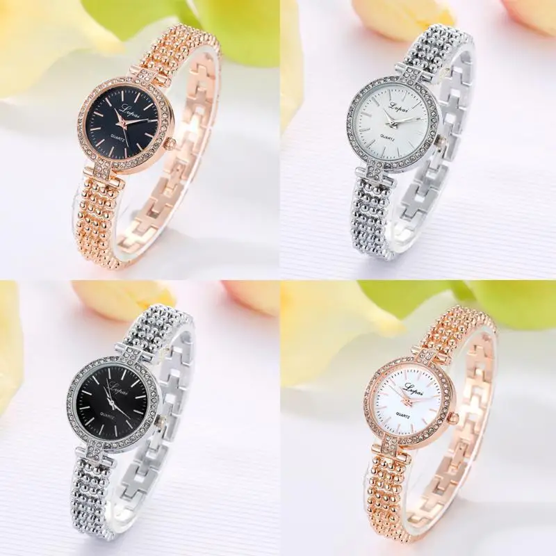 Роскошные Стразы браслет кварцевые Для женщин часы reloj модные часы из розового золота, Для женщин женские часы relojes para mujer
