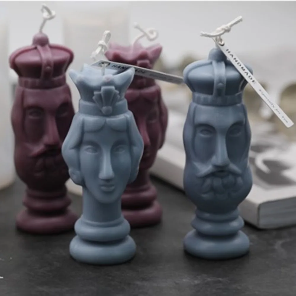 

2021 New King/Queen 3D Silicone Candle Mould DIY Handmade Candle Epoxy Mold Plaster Mold For Soap Making Tool Home Decroation