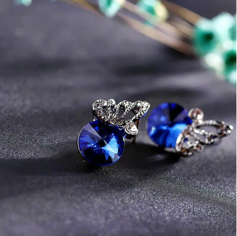 Модные Изящные круглые серьги-гвоздики в форме бабочки с кристаллами 2018