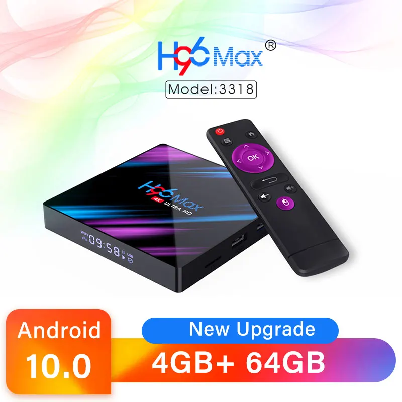 

H96 MAX Android 10 Smart TV Box 4GB RAM 32GB RK3318 Media player 4K Google Voice Assistant Youtube H96MAX 2GB 16GB Set Top Box