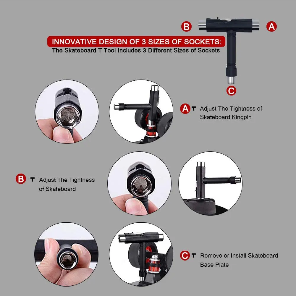

Skateboard Repair Tools Kit Multifunctional Skateboards Wrench Skate Board Y-Shape T-Shaped Wrench Skateboard Tool Easy To Carry