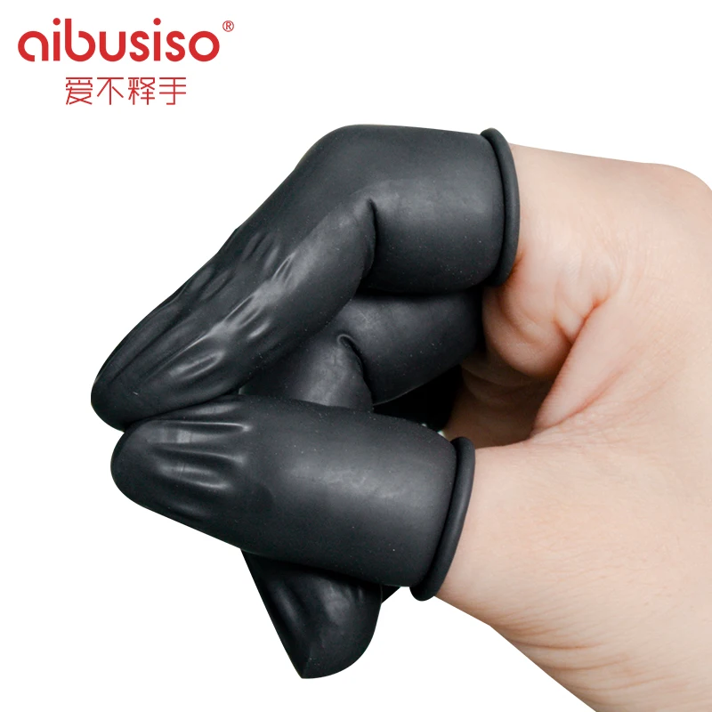 

AIBUSISO 100/pack Durable BLACK Latex Anti-static Finger Cots Antislip for Chalk Electronic ESD Finger Cots A7205