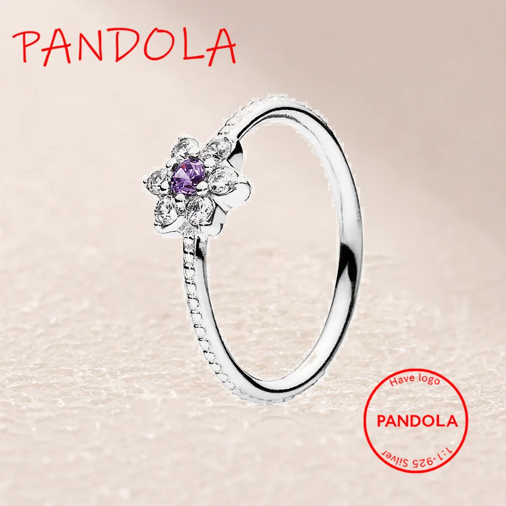 

190990ACZ Forget Me Not Ring, Purple & Clear CZ