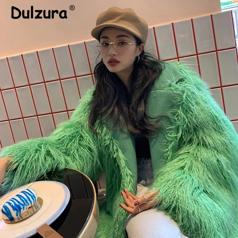 Зимняя женская модная куртка из искусственного меха с отложным воротником