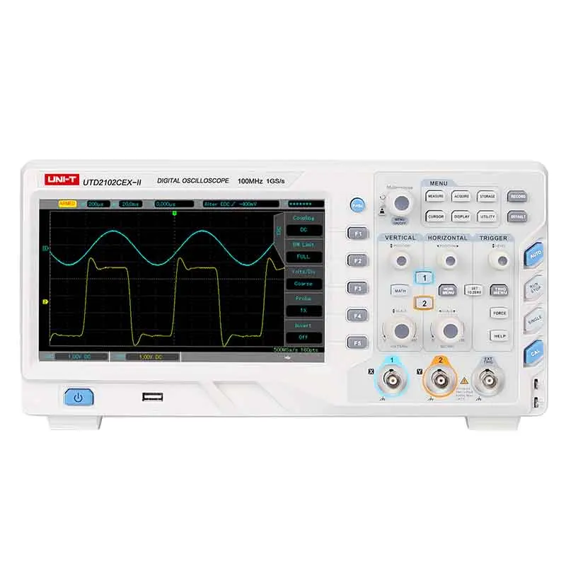 UNI T UTD2102CEX II 8 дюймов TFT LCD цифровой осциллограф 100 МГц полоса пропускания 2 канала