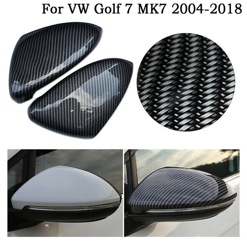 Cubierta de repuesto de espejo retrovisor lateral, accesorio de fibra de carbono para Volkswagen VW GOLF 7 MK7 GTI Jetta GLI 2014-2019, 2 unidades