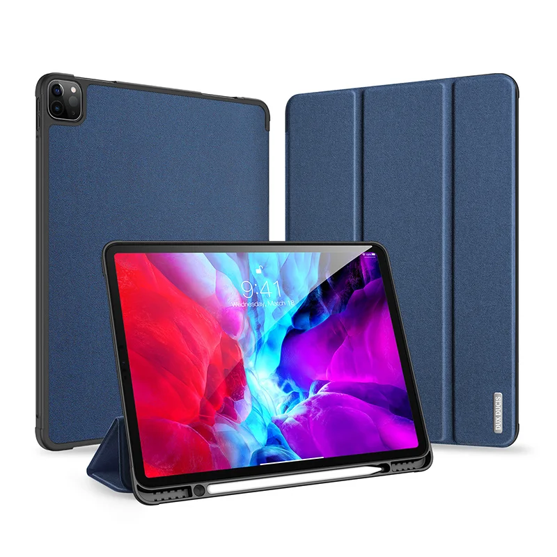 

For iPad Pro 11 2020 Tablet Sleeve Dux Ducis Trifold Smart Sleep Flip Leather Tablet Cover Case with Pencil Holder For iPad 12.9