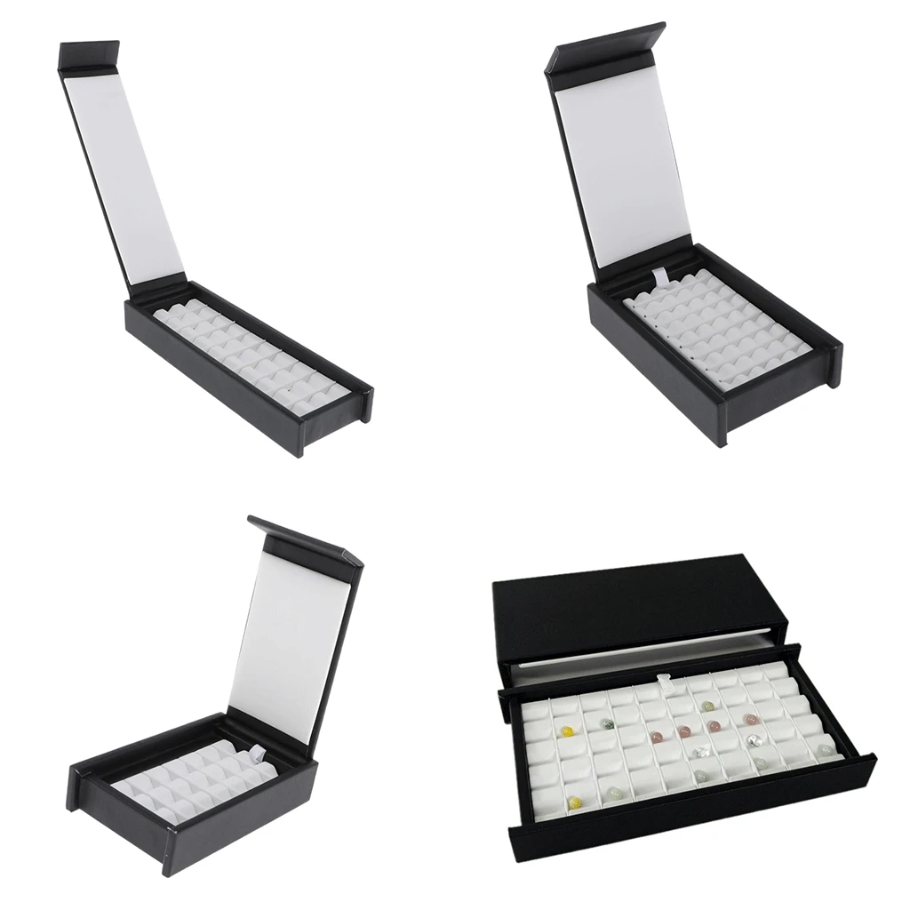 

PULeather Box w/Magnet Cover Diamond Display Tray Stone Storage Case Gem Box