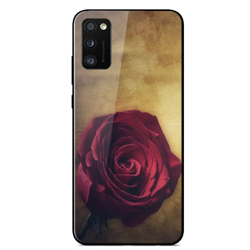 

For Samsung A02S Case Mirror Painted Tempered Glass Phone Case For Samsung Galaxy A02S 6.5 inch Soft Silicone Bumper Back Cover