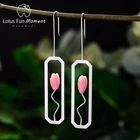 Женские серьги-подвески Lotus Fun, серьги в виде натуральной ракушки, цветка лилии, прямоугольной формы, ювелирное изделие ручной работы