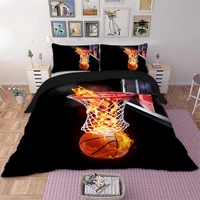 3d basketball bedding set queen fire burning basketball duvet cover bed clothes 3pcs drop shipping