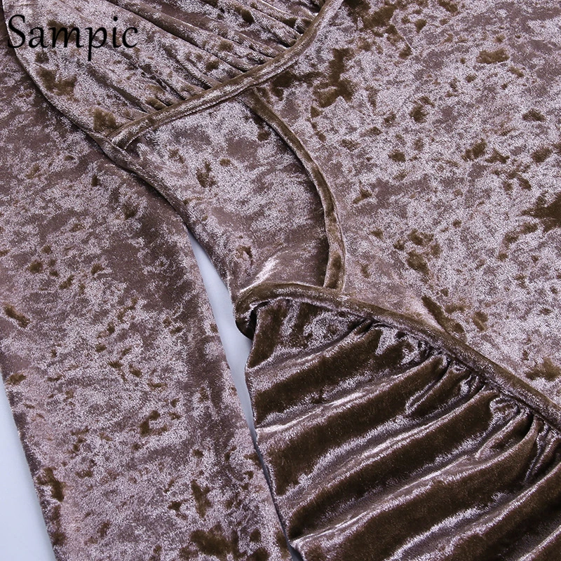 

Sampic Fashion Cotton Women Party Velvet V Neck Long Sleeve Bodycon Dress Party Night Club 2020 Ladies Wrap Mini Dress Winter