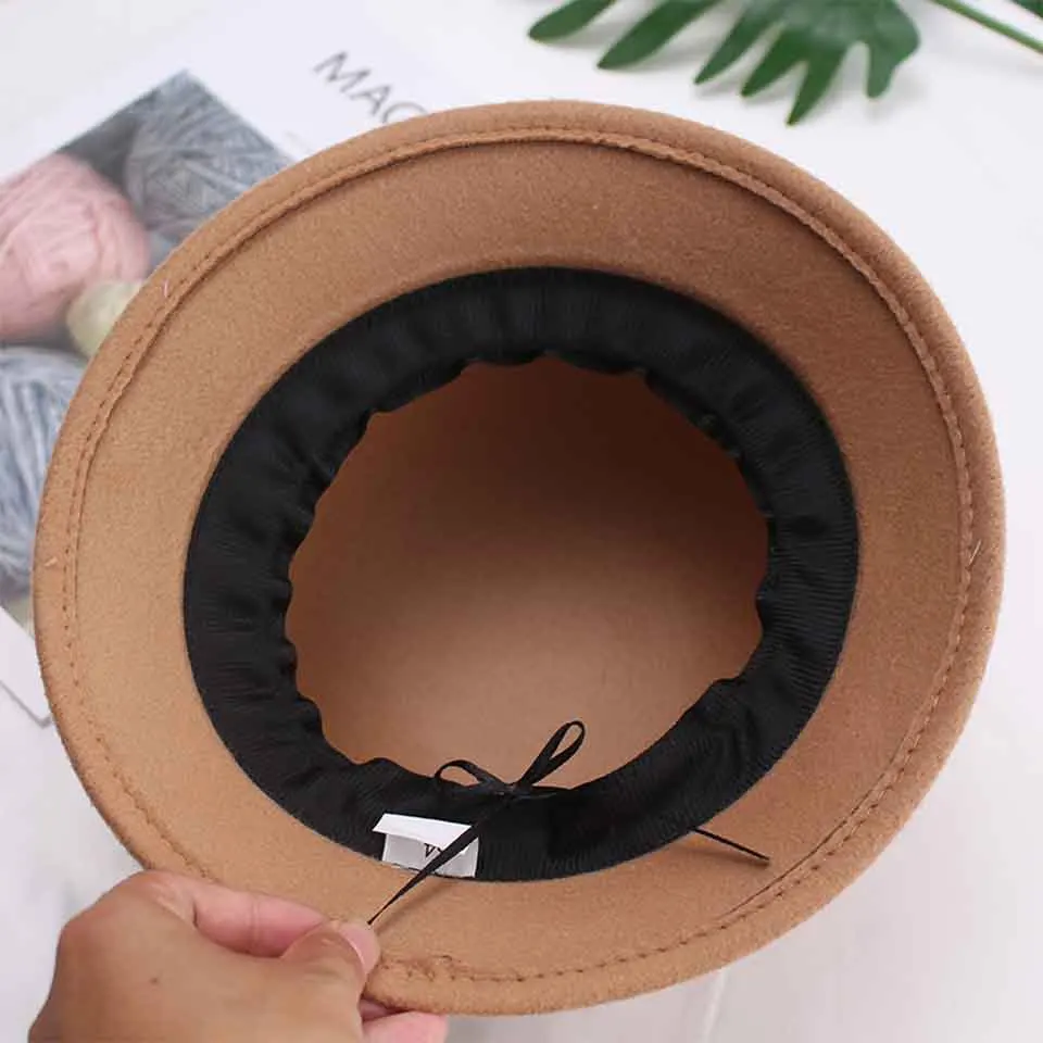 Винтажные Зимние Женские однотонные шерстяные фетровые шляпы-Колокол для