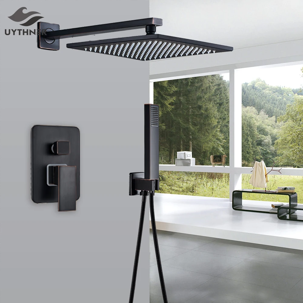 Набор смесителей для душа Uythner латунный кран с дождевой насадкой из черной бронзы