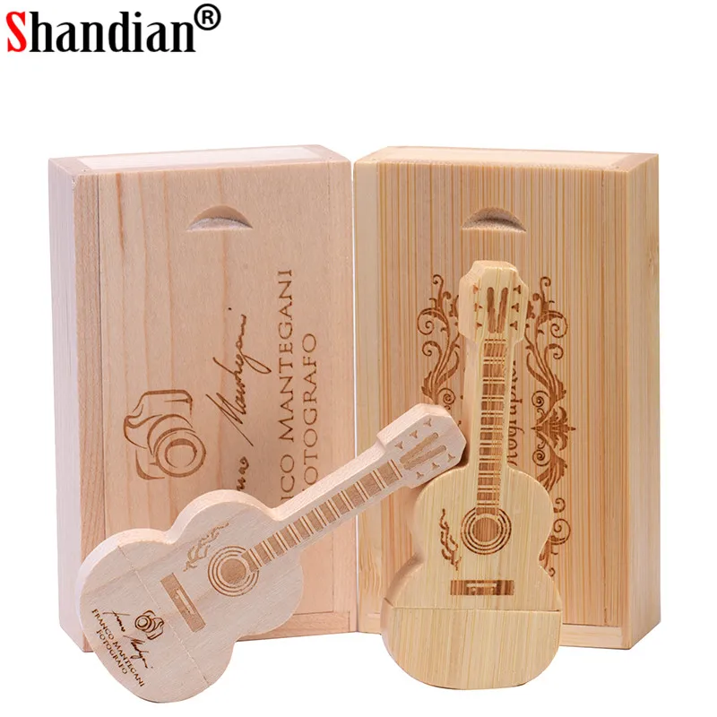 Флеш накопитель SHANDIAN USB2.0 деревянная гитара флеш 32 ГБ флешка 64 16 4 Гб карта памяти U