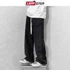 Мужские джинсовые брюки LAPPSTER в стиле Харадзюку с широкими штанинами 2022, мужские мешковатые джинсовые брюки, мужские прямые черные брюки для бега