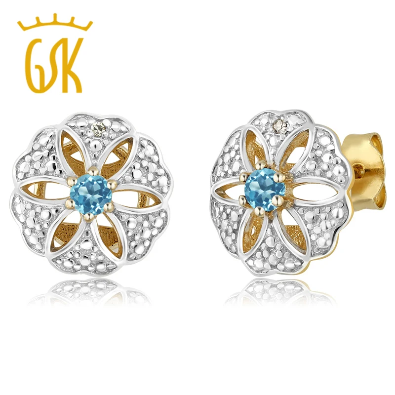 Женские винтажные серьги-пусеты GemStoneKing элегантные серьги из серебра 18 К с желтым