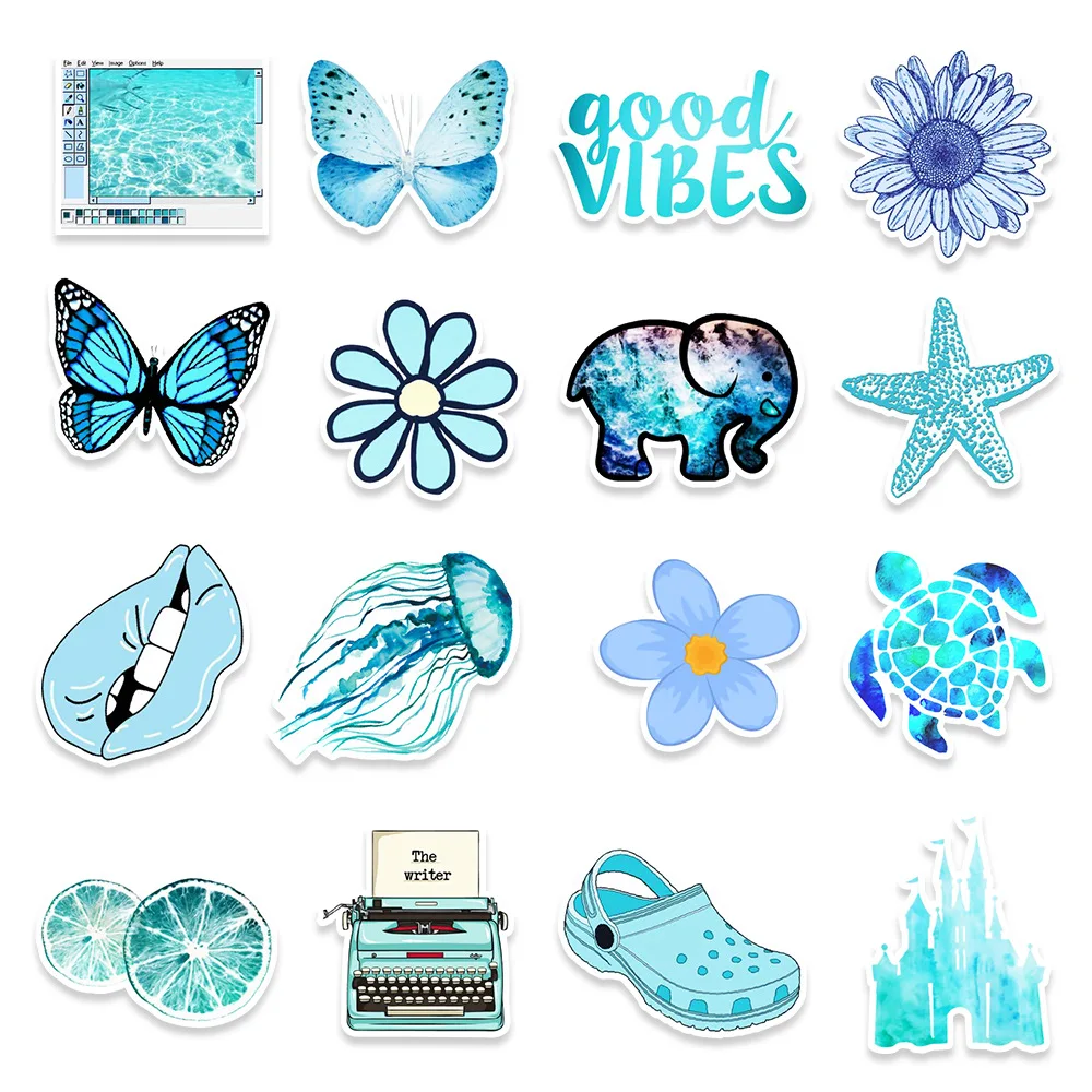 

10/30/50PCS Cute Cartoon Blue Ocean Shark Stickers Boy Toy Stationery Box Notebook Mobile Phone Trunk Bicycle Car Sticker Decal