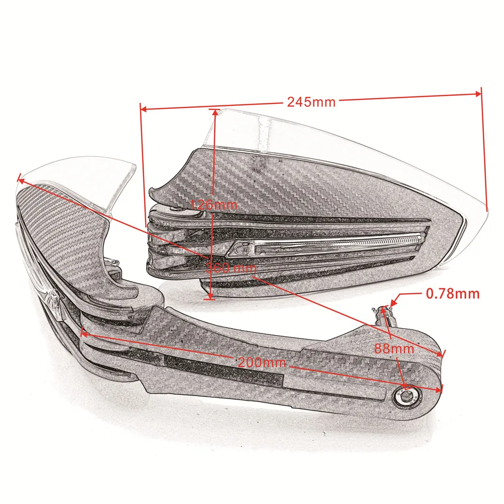 JAER Мотоцикл ATV 28 мм 22 мм Handbar желтый белый светодиодный фонарь Handguard ручной защита от ветра отражатель защита от падения рук