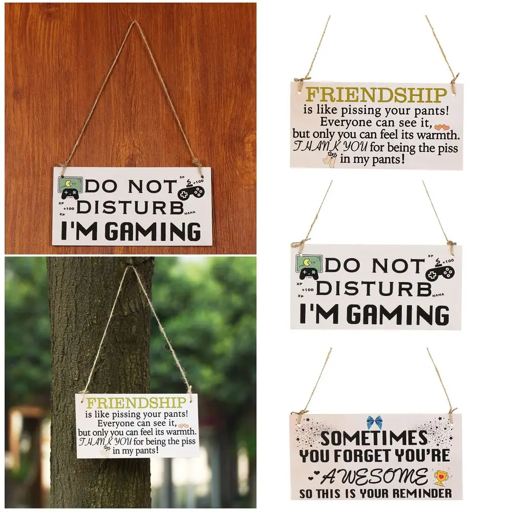 

Wood Plaques Sign Farmhouse Bedroom Wall Hanging Signs Friendship Door Hanger Gaming Gifts for Boys Girls Door Sign 8 x 4 Inch