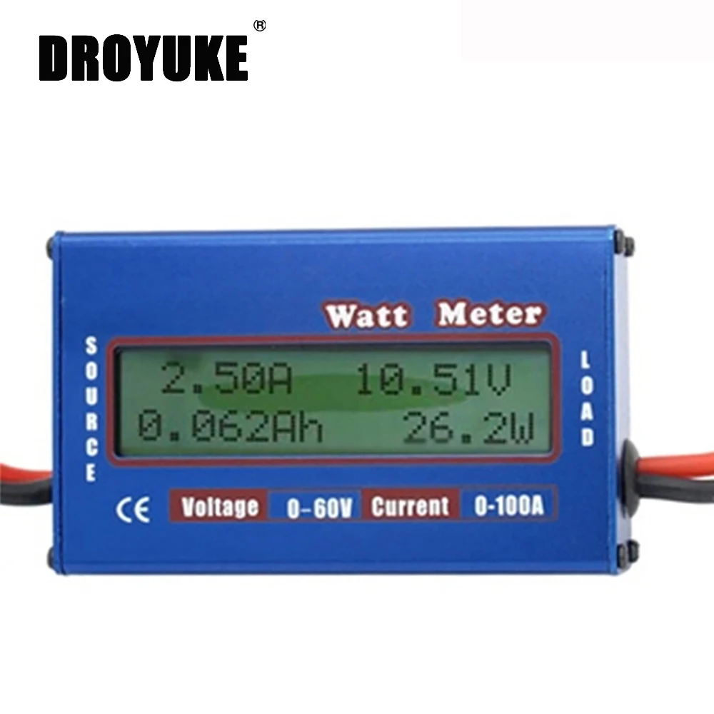 

Droyuke 1Pcs Digital High-precision Wattmeter Power Meter DC 60V 100A RC Watt Meter Checker Balance Battery Power Analyzer