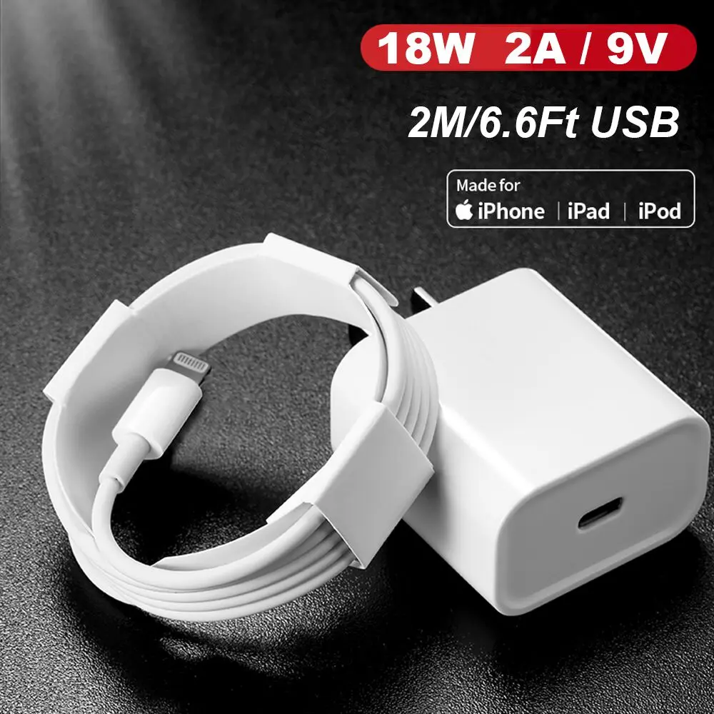 PD 18W 9 V/2A USB C Lightning 1/2 M кабель для быстрой зарядки адаптер iPhone 11 11Pro Max XS XR| |