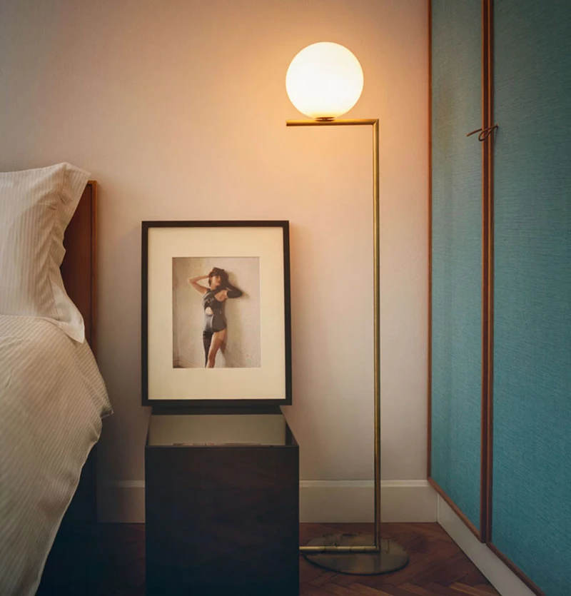 Модные напольные угловые лампы в скандинавском стиле стеклянный шар стоячий