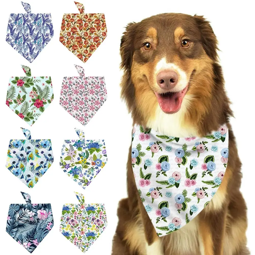 

Pet Triangles Scarf Cat Dog Saliva Towel Adjustable Collar Neckerchief Floral Printed Bib Bandana Pet Supplies