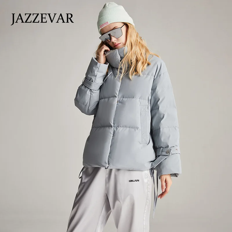 JAZZEVAR Down Jacket Women 2022 New Winter Short Fashion Korean Version of The Small Figure Thickened White Eiderdown Coat