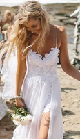 robe de mariee spaghetti straps beach chiffon party prom bridal gown vestido de noiva lace appliques 2018 bridesmaid dresses