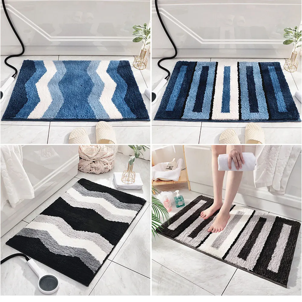 

40*60/50*80cm Home Bath Mat Coral Fleece Bathroom Carpet Water Absorption Non-slip Absorbent Washable Rug Toilet Floor Mat