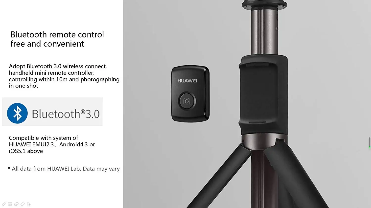 Штатив для селфи huawei, 660 мм, вертикальная высота, Bluetooth 3,0, десять метров, пульт дистанционного управления, вращающаяся на 360 °, беспроводная версия