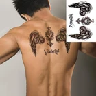 Водостойкая Временная тату-наклейка, крылья ангела, перо, буквы флэш-тату, искусственная тату, большой размер, боди-арт для девочек, мужчин, женщин, мужчин