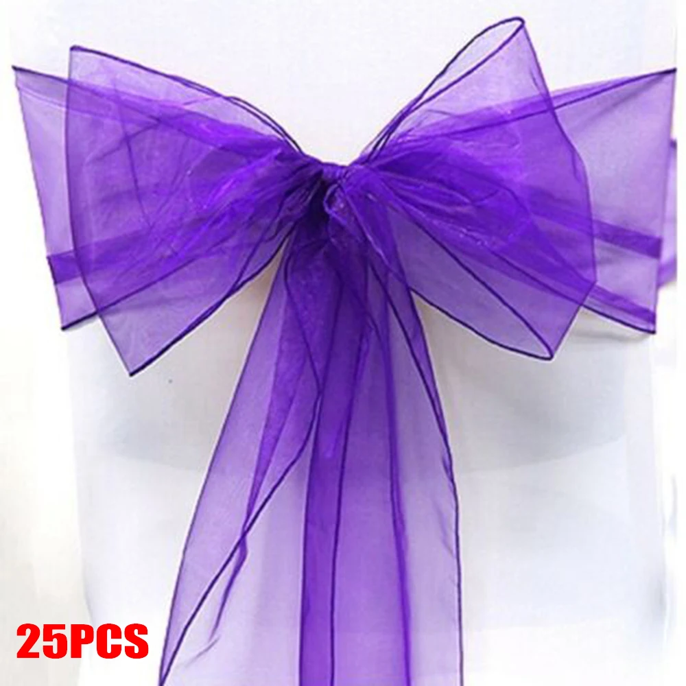 25 шт. бантик органза пояс Чехол для стула более широкие банты Свадебная вечеринка
