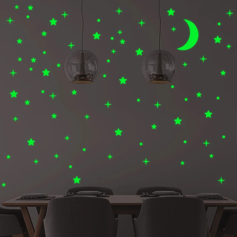Светится в темноте виниловые Светящиеся Настенные наклейки звезда Луна DIY