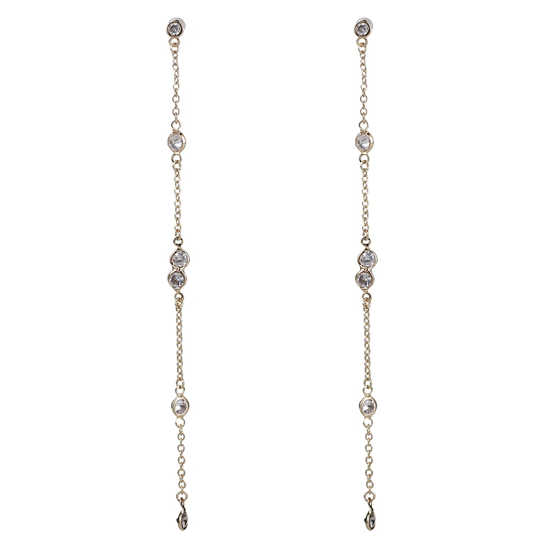 

Secretary Jin The Same Earrings Sterling Silver Needle Long Rhinestone Tassel Temperamental Earrings All-Match Ear