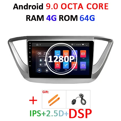 Ips DSP 4 Гб ОЗУ 64 Гб ПЗУ Android 9,0 Автомобильный gps для hyundai Verna Solaris Мультимедиа Навигация Радио стерео без DVD плеера - Цвет: 9.0 4G 64DSP 1280P