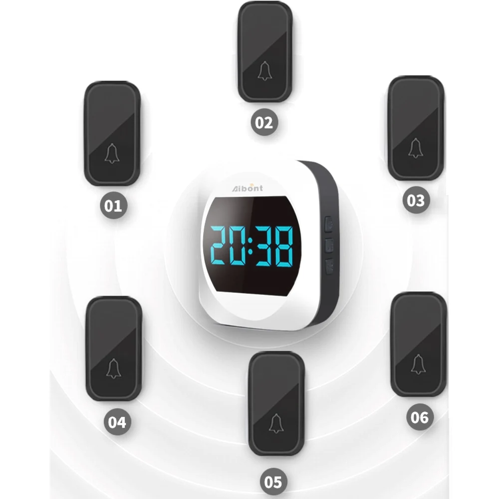 Автономный беспроводной дверной звонок с дисплеем времени 100-240 В переменного