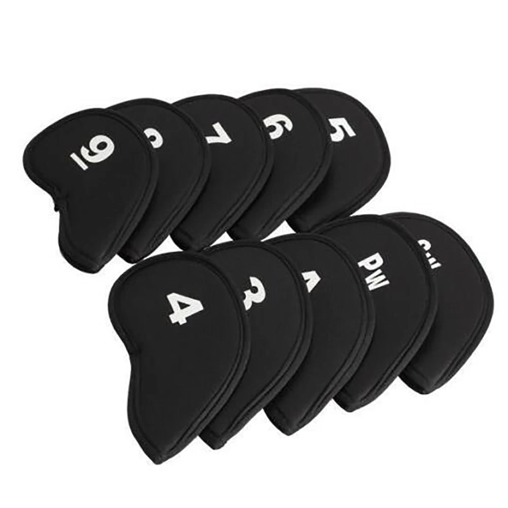 10pcs/set Gift Golf Head Cover Case Cue Club Durable Putter Protector Outdoor Sports Driver Fairway Number Neoprene Practical |